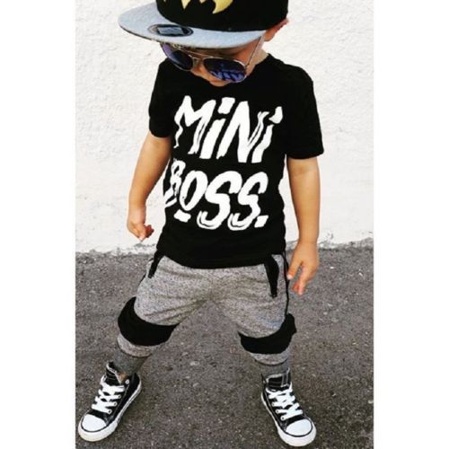 Conjunto camiseta e calça infantil, casual, para meninos, roupas de verão, 2 peças