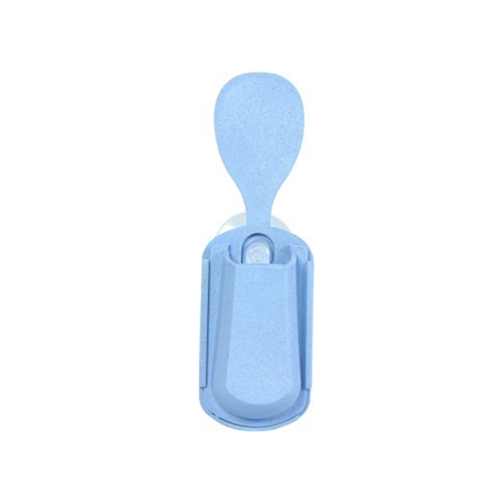 Creatieve stro zuignap pollepel opbergrek Tarwe stro muur gemonteerde pollepel gebruiksvoorwerpen opbergdoos deksel lepel houder kitchein: Sky Blue