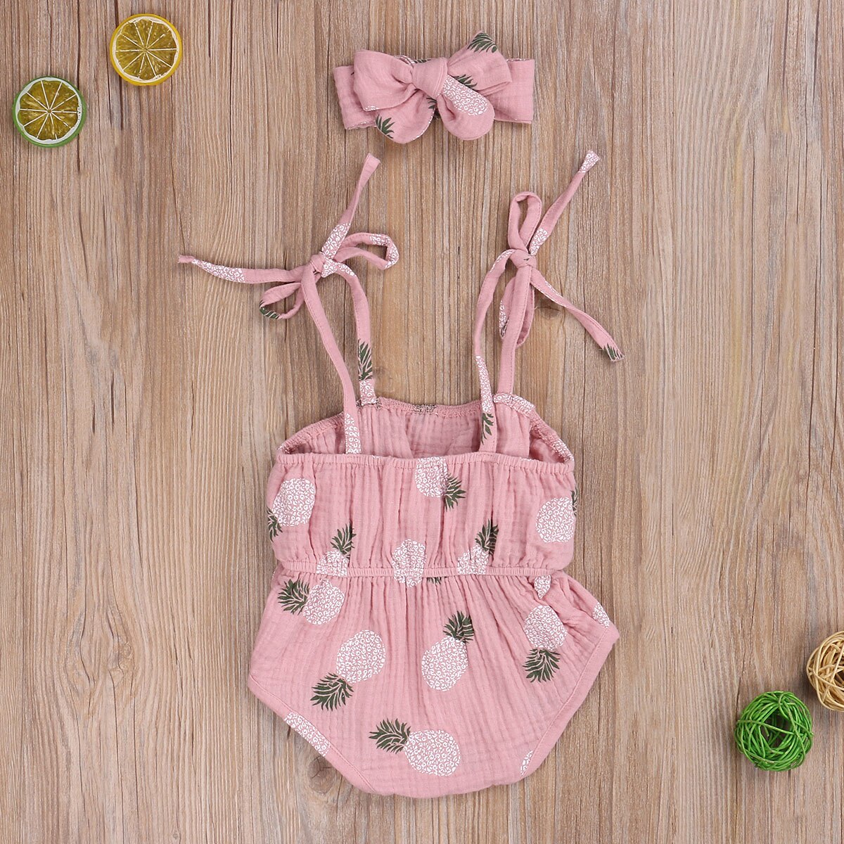 Focusnorm 0-24M Jongens Meisjes Bodysuits Hoofdband 2Pcs Bloemen/Polka Dot Print Mouwloze Strik Riem Jumpsuits