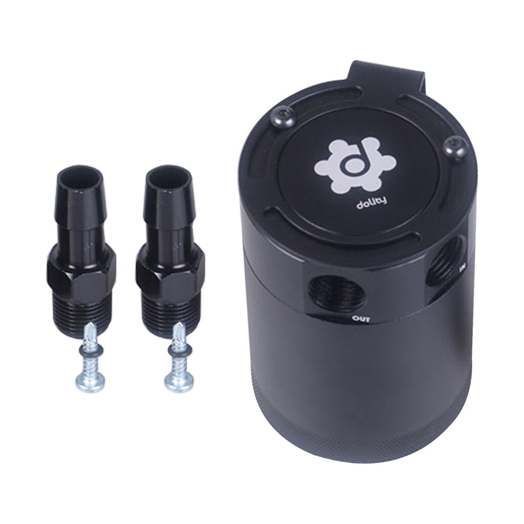 Universal Aluminum Baffled Oil Catch Can – 3/8 NPT, 2 Oz Capacity, Black