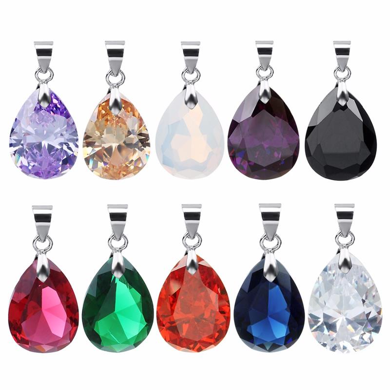 2 pz/lotto di Colore Argento AAA Cubic Zirconia Acqua Pendente di Goccia Viola Rosso CZ Per La Collana Degli Orecchini Del Pendente Per Le Donne di Nozze