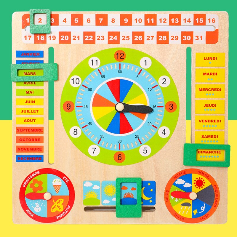 Multifunctionele Houten Kalender Klok Leren & Onderwijs Speelgoed Baby Vroeg Leren Intelligentie Ontwikkeling Speelgoed Kids