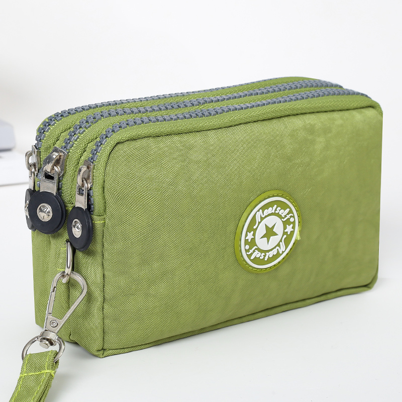 Dreischichtige kurze Handytasche mit Reißverschluss, modische Hand-Make-up-Damentasche, tragbare, wasserdichte, mehrschichtige Taschentasche: green
