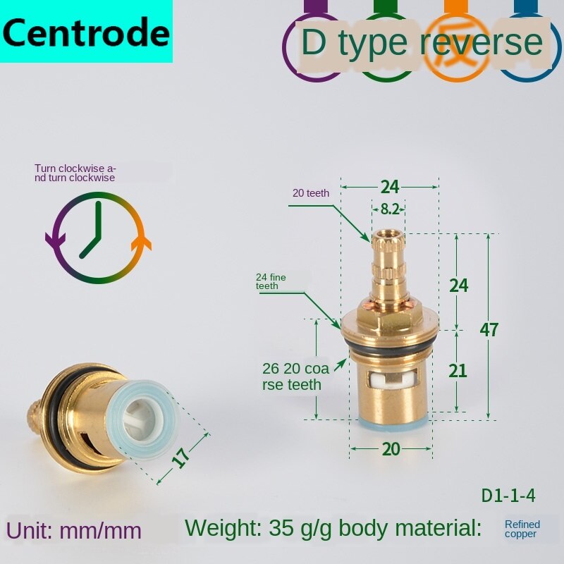 Faucet copper valve core and cold water fast opening triangle valve switch ceramic valve core copper head repair parts: MULTI