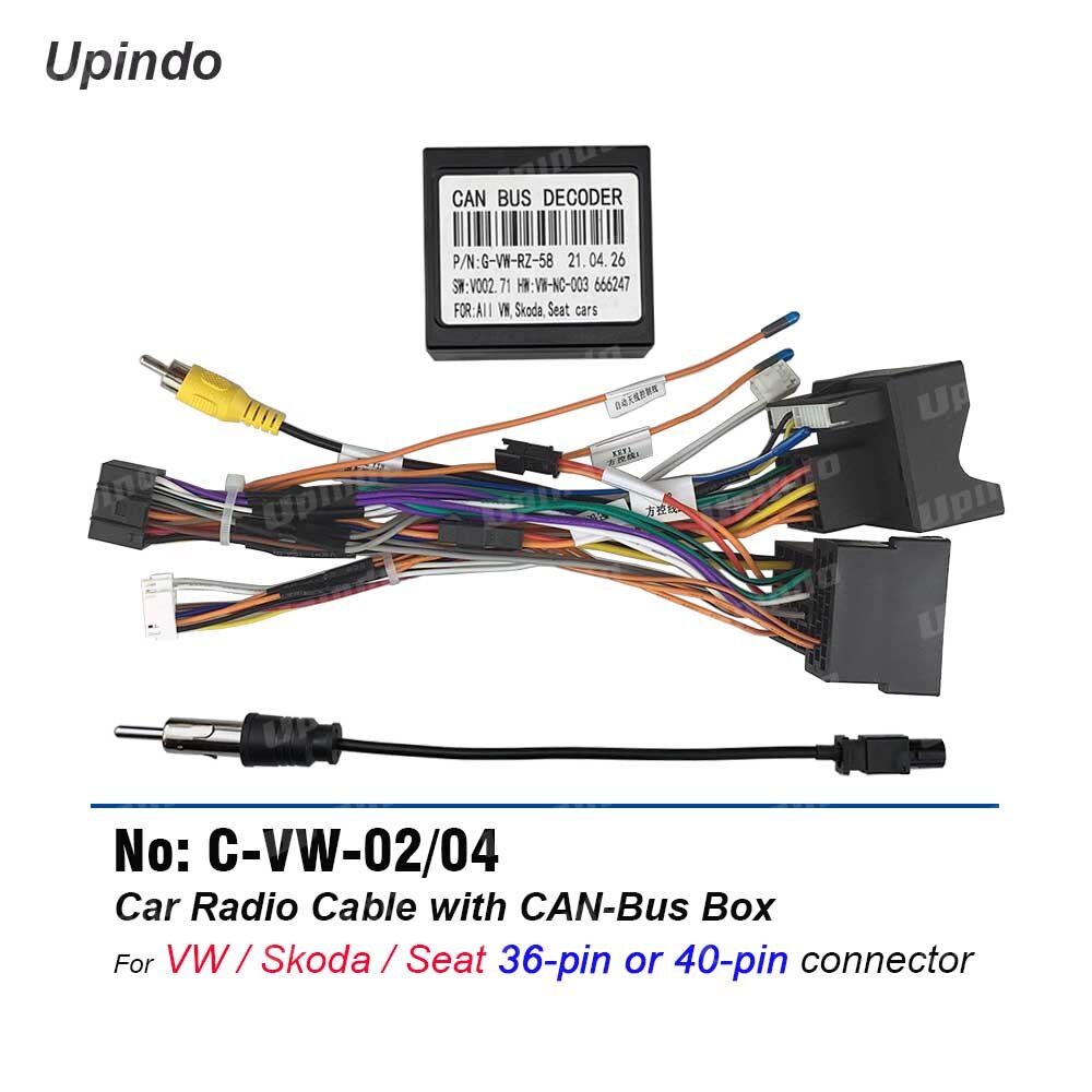 Auto Radio Kabel Kan Bus Voor Volkswagen Vw 16pin Power Kabelboom Dvd Gps Android Multimedia Speler Connector: Cable1(NO CAN)