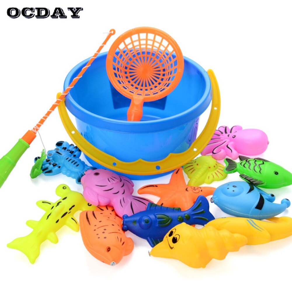 OCDAY 20 Pz/impostato Giocattolo di Pesca Magnetica Canna Netto Insieme per I Bambini bambini Modello Gioca Giocattolo Del Bagno Del bambino Gioco di Pesca all'aperto divertimento & sport giocattoli
