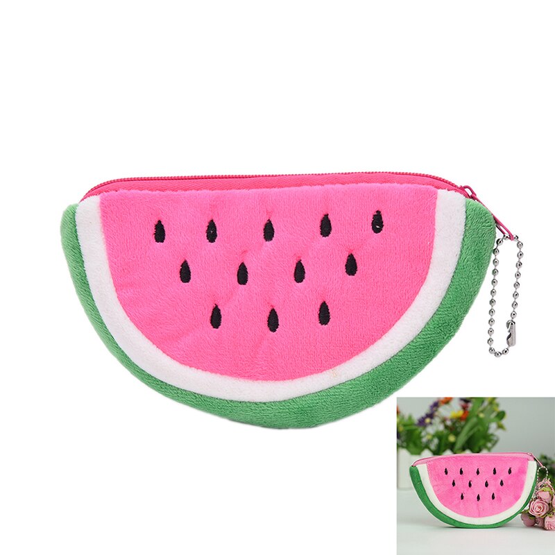 1Pcs Pink Watermelon Plush Stationery Coin Purse Bag