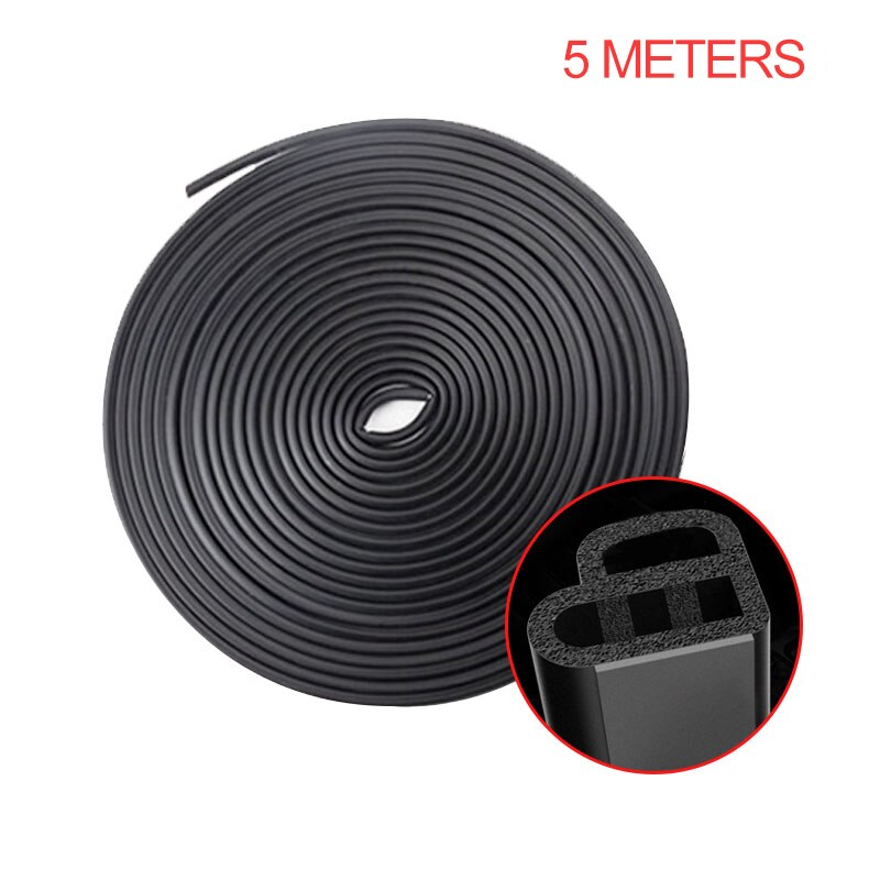 Car Door Seal Strip Rubber Double Layer Sealing Sticker Soundproof Dustproof Weather Stripping Universal for Car Door Body Trunk: 5 meters