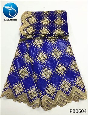 LIULANZHI negro riche getzner brode getzner riche tela de algodón tela bazin africano tissu con cuentas con 2 yardas de encaje neto PB06: PB0604