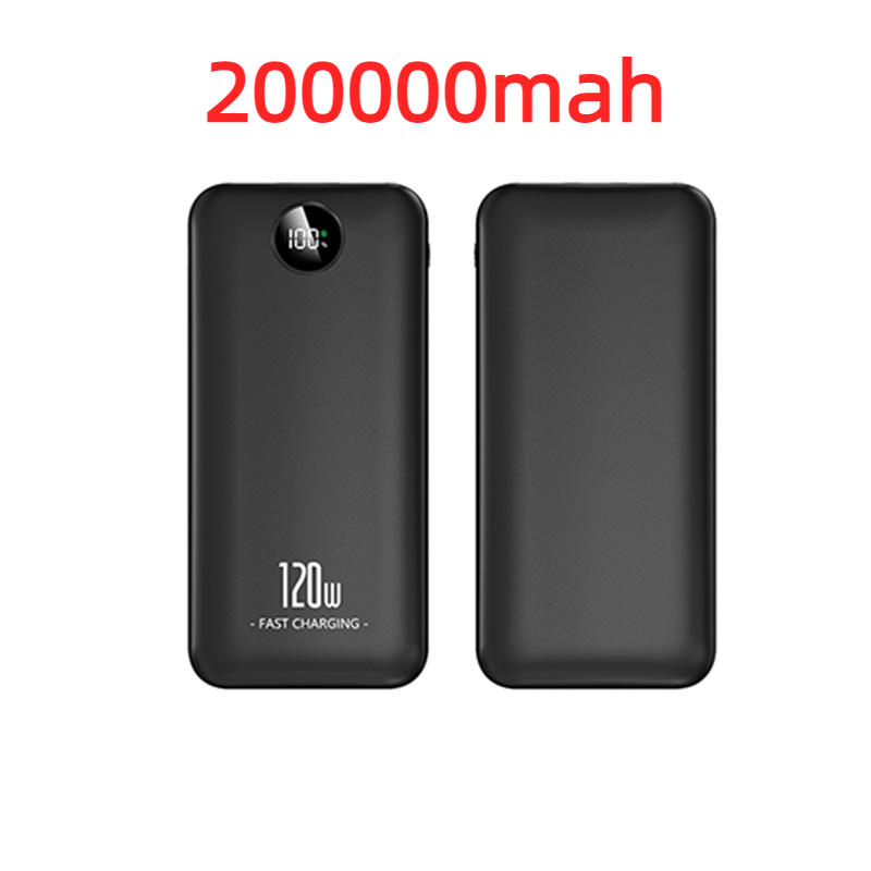 Xiaomi 120W Power Bank 200000mAh Large Capacity Fast Charging Mobile Portable Digital Display Spare Battery for Iphone Huawei: black