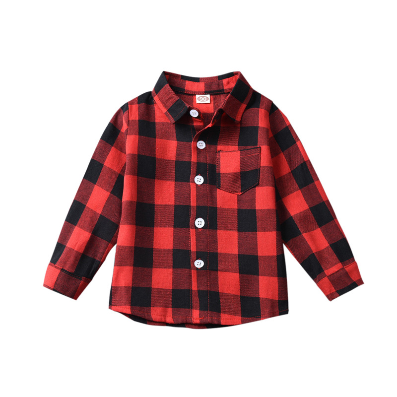 Kind Baby Jongens Meisjes Klassieke Plaid Revers Shirt Casual Brief Afdrukken Kinderen Herfst Tops 1-6Y: 2-3Y