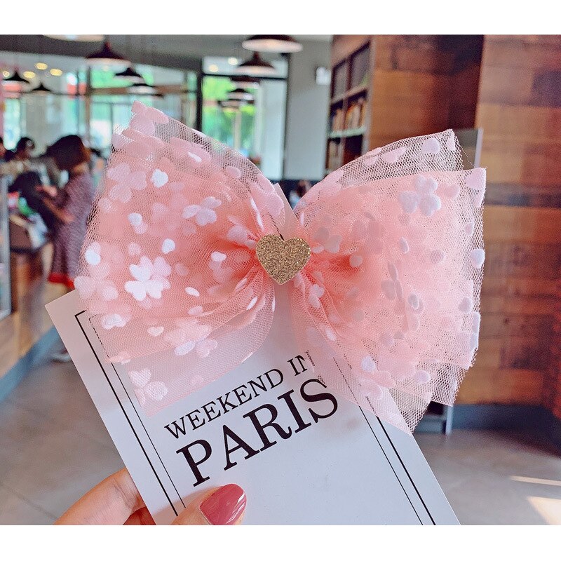 Bébé filles fleurs de cerisier pince à cheveux amour rubans colorés rose point épingles à cheveux pinces à cheveux épingles grand nœud nœud enfants chapeaux Barrettes