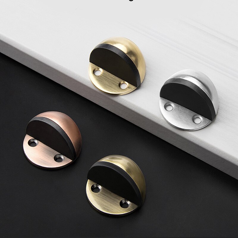 Non Punching Sticker Hidden Stainless Steel Rubber Door Stopper Door Holders Catch Floor Mounted Nail-free Door Stops