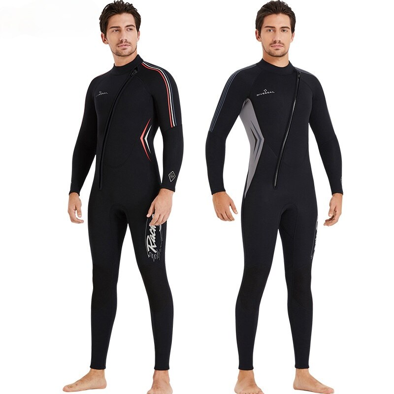 Uomo 3MM Neoprene Full-Body Scuba mute da sub calde cerniera anteriore surf Snorkeling pesca subacquea mute bagnate nuoto