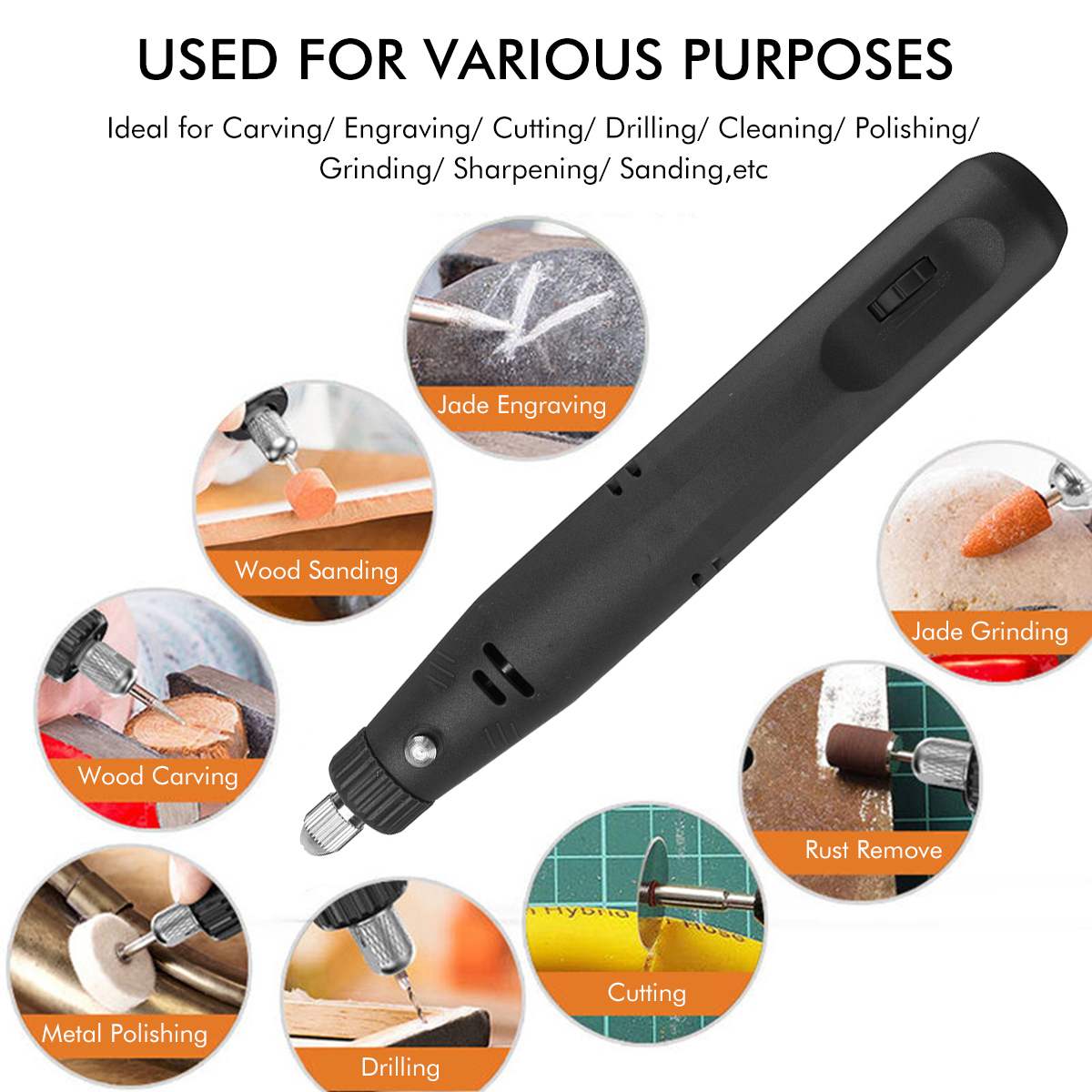 198/226/276Pcs Cordless Electric Grinder Drill Variable Speed Rechargeable Mini Grinding Machine Engraver Pen 15000 r/min