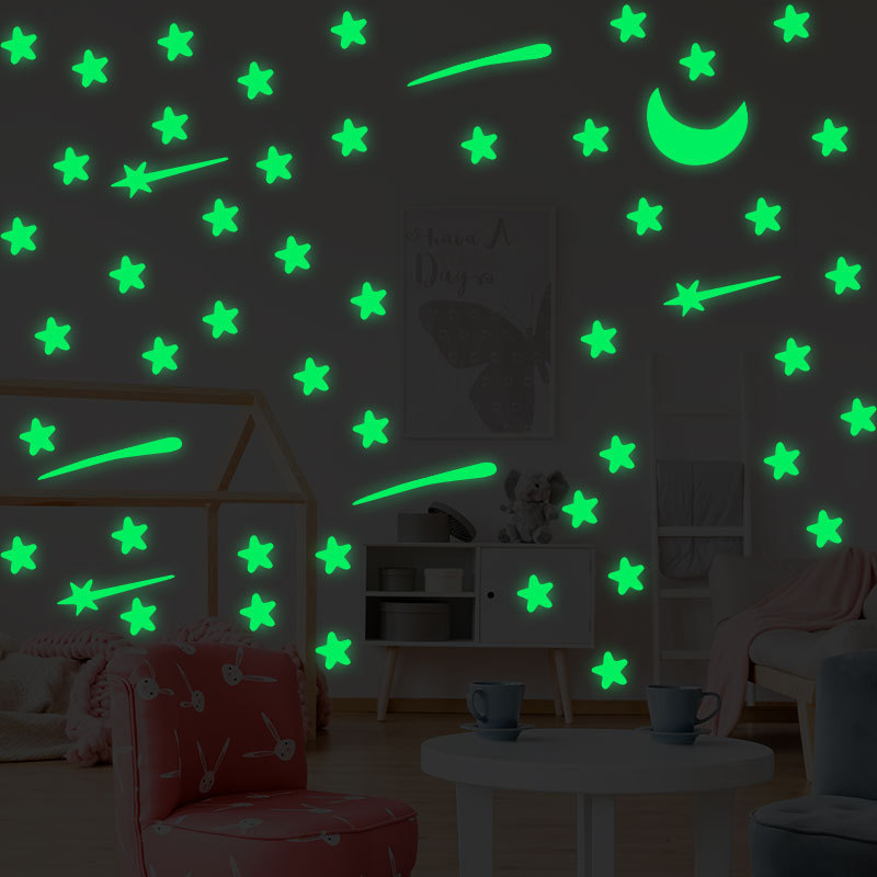 103 Stuks Lichtgevende Sterren Meteoor Maan Muursticker Voor Kinderkamer Woonkamer Slaapkamer Decoratie Decals Glow In The Dark 3D Stickers