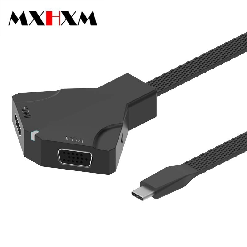 Mxhxm Type-C Naar Hdmi/Vga Twee-In-een Video Converter Ondersteunt 4K * 30hz Met Audio Interface