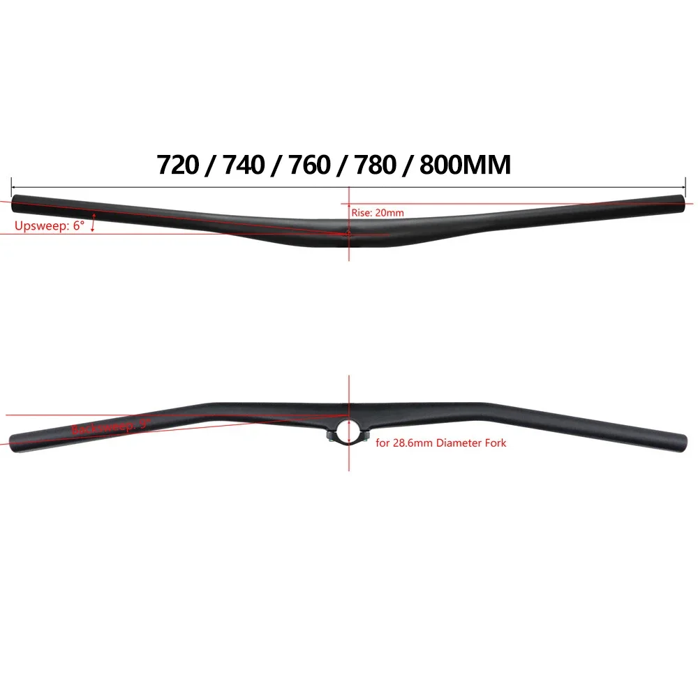 KOCEVLO Manillar integrado de bicicleta de cross AM de fibra de carbono, manillar XC para bicicleta de montaña MTB con soporte para computadora, mango de bicicleta de 800 mm