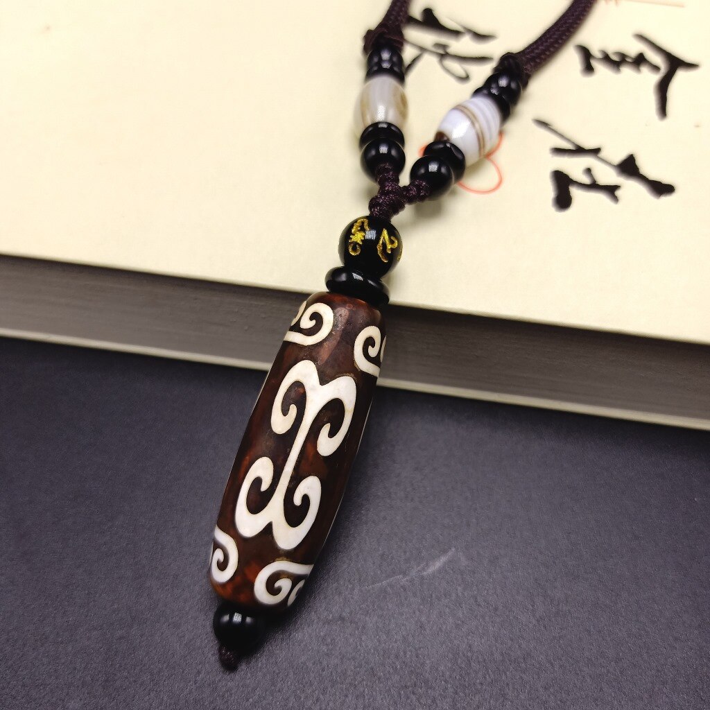 Nine Eye Tibet Dzi Pendant Choker Nacklace Natural Stone Materials Fashionable Style Tibet Heaven Bead Bring Good Luck: 11