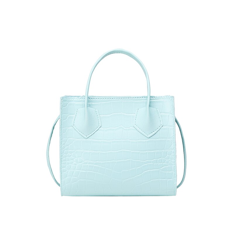 Senhora doce padrão de crocodilo couro do plutônio bolsa tote feminino jacaré quadrado crossbody mensageiro saco de moda bolsa de ombro: Azul