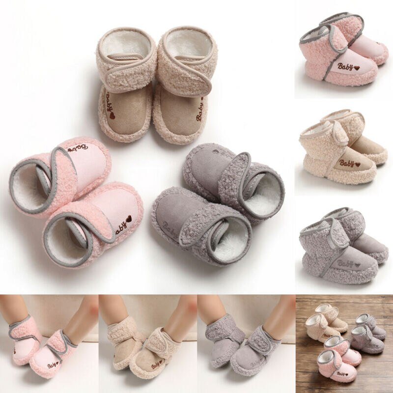 0-18M Kleinkind Baby Jungen Mädchen Winter Warme Haken & Schleife Plüsch Schnee Stiefel Weiche Sohle Krippe Baumwolle schuhe Schnee Stiefel