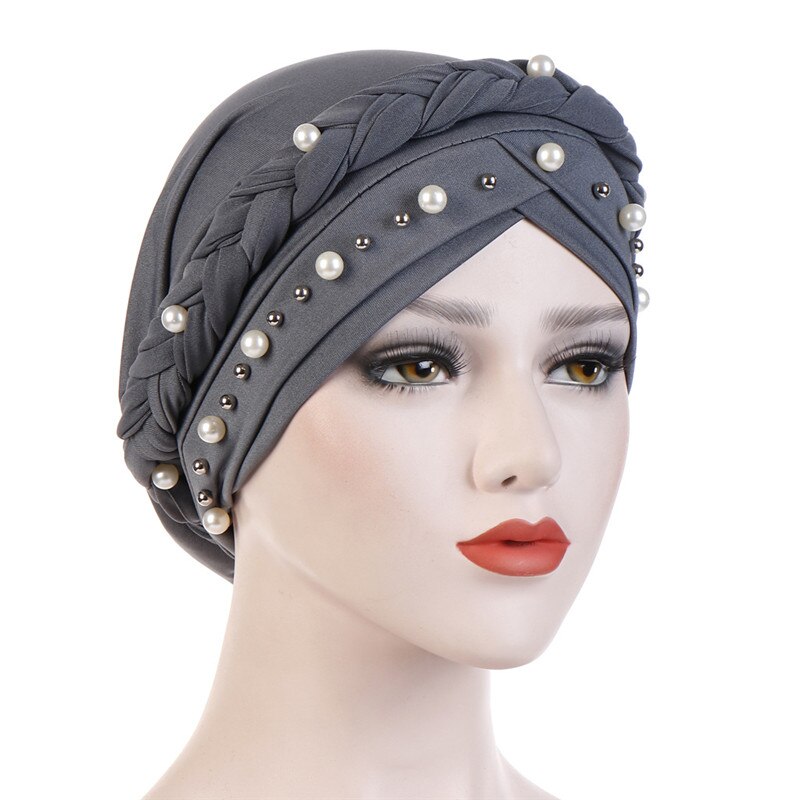 Hiyab-pañuelo para la cabeza para mujer musulmana, capa de turbante de algodón sólido, blanco perla, interior, musulmán, turbantes: 4