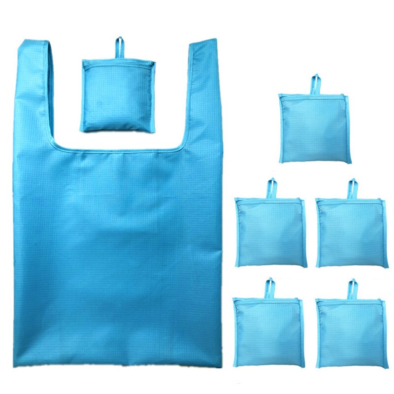 Milieubescherming Oxford Doek Bakken Waterdichte Draagbare Pure Color Grote Capaciteit Boodschappentas Herbruikbare Opvouwbare: light blue