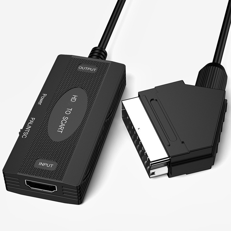 With HDMI to Scart HD Video Converter Cable HDMI-Compatible Input Scart Output 1080P Display Extend Adapter with PAL NTSC Switch