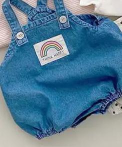 2022 sommer Neue Baby Junge Ärmellose Denim Karosserie Kleinkind Mädchen Nette Punkt Overall Baby Kleinkind Regenbogen Drucken Gesamt Kleidung: Blau / 12M  80cm