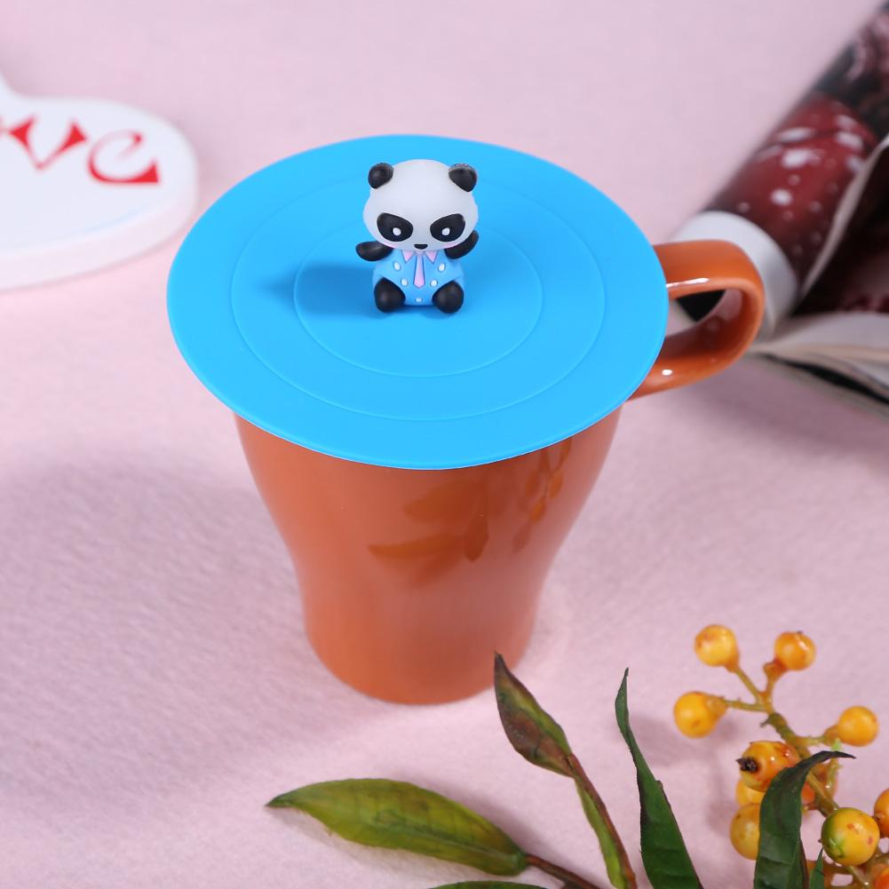 Sellador de silicona a prueba de fugas y a prueba de polvo cobertor de soporte para vaso de agua se puede reutilizar Cactus de dibujos animados Panda tapa para taza de té se puede lavar