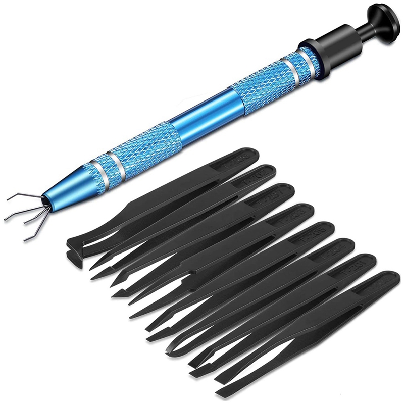 4 Prong Standard Pick-Up Tool,4 Claws Pickup Tool Metal Grabber And 8 Tweezers Set For Craft,Electronics,Laboratory Work: Default Title