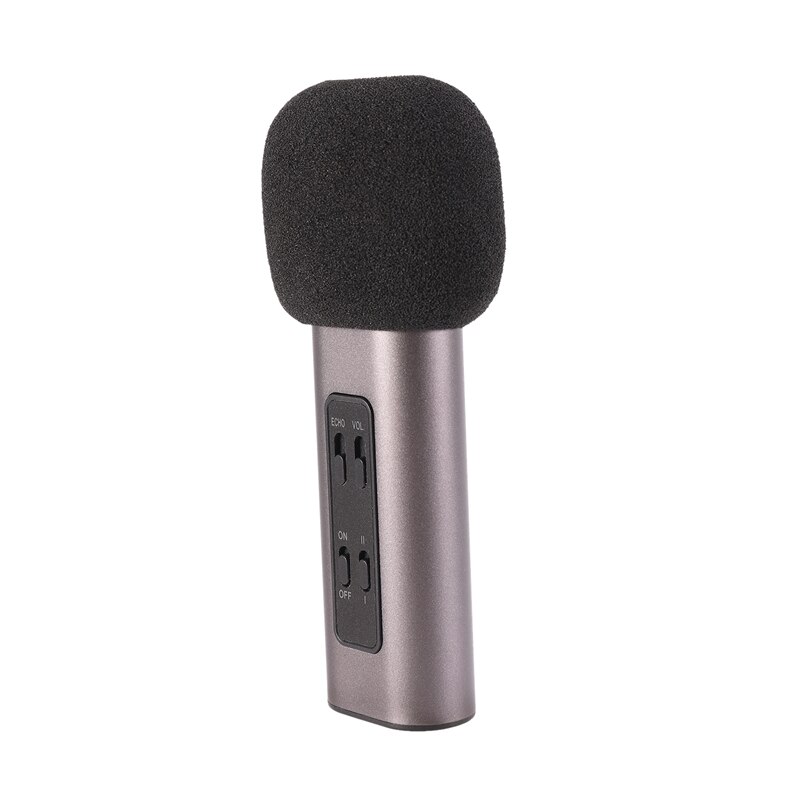 Portable Aluminum Alloy Microphone Mobile Singing Microphone for Live Broadcasting Recording Meeting Black Gray