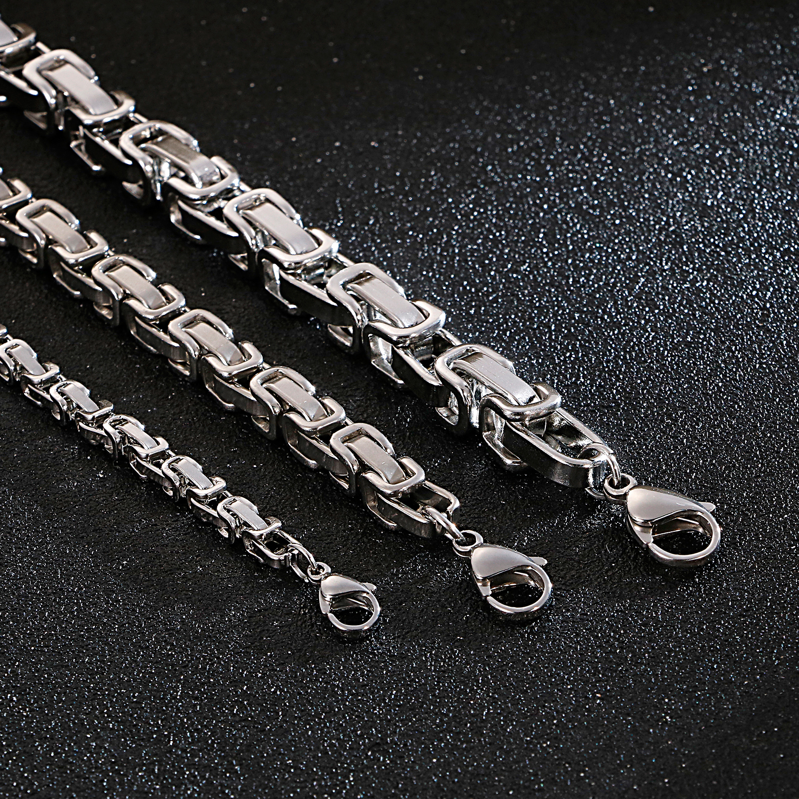 4/6/8 mm Kolye Long Chain Necklace Men Male Stainless Steel Byzantine Box Chain Gothic S Necklace Jewelry