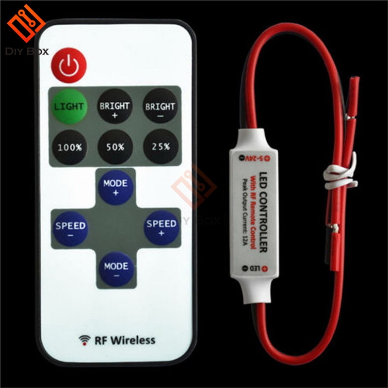 1Set 12V RF Mini Wireless Controller Switch LED Dimmer with Remote Switch Mini In-line LED Light Controller/Dimmer