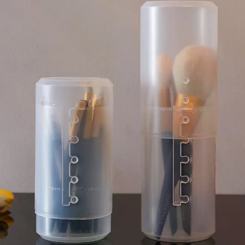 1 st Verstelbare Hoogte PVC Make-up Borstel Houder Display Opslag Cup Organizer met Deksel