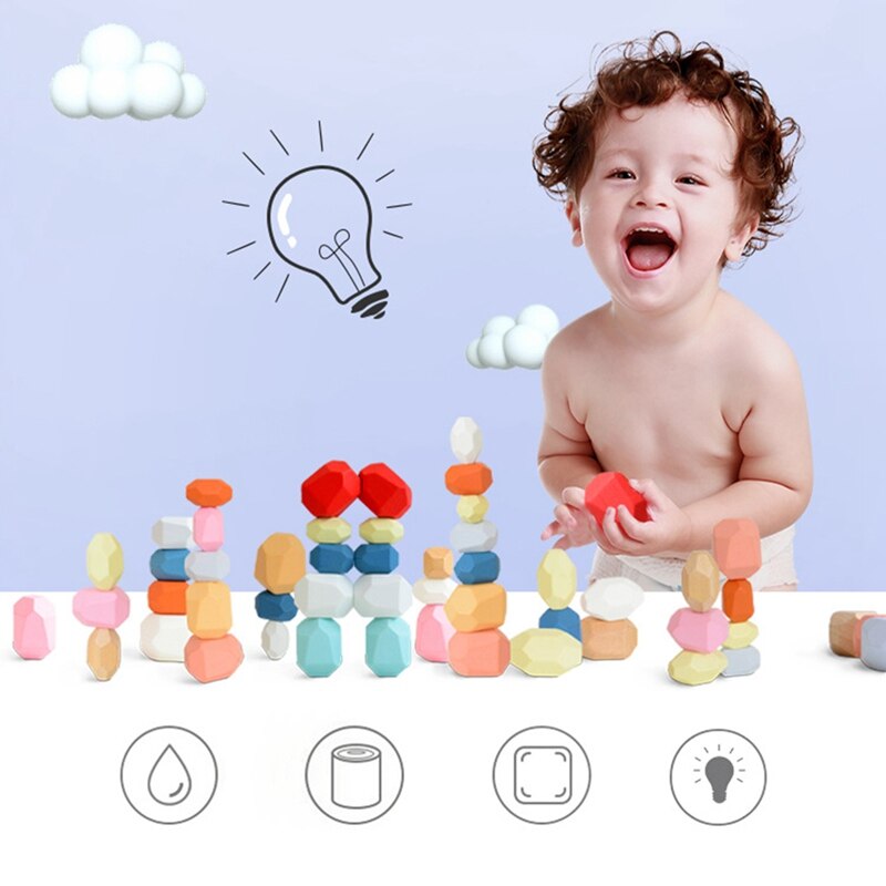 Kinderen Houten Regenboog Kleur Steen Bouwsteen Educatief Speelgoed Creatieve Nordic Stijl Stapelen Spel