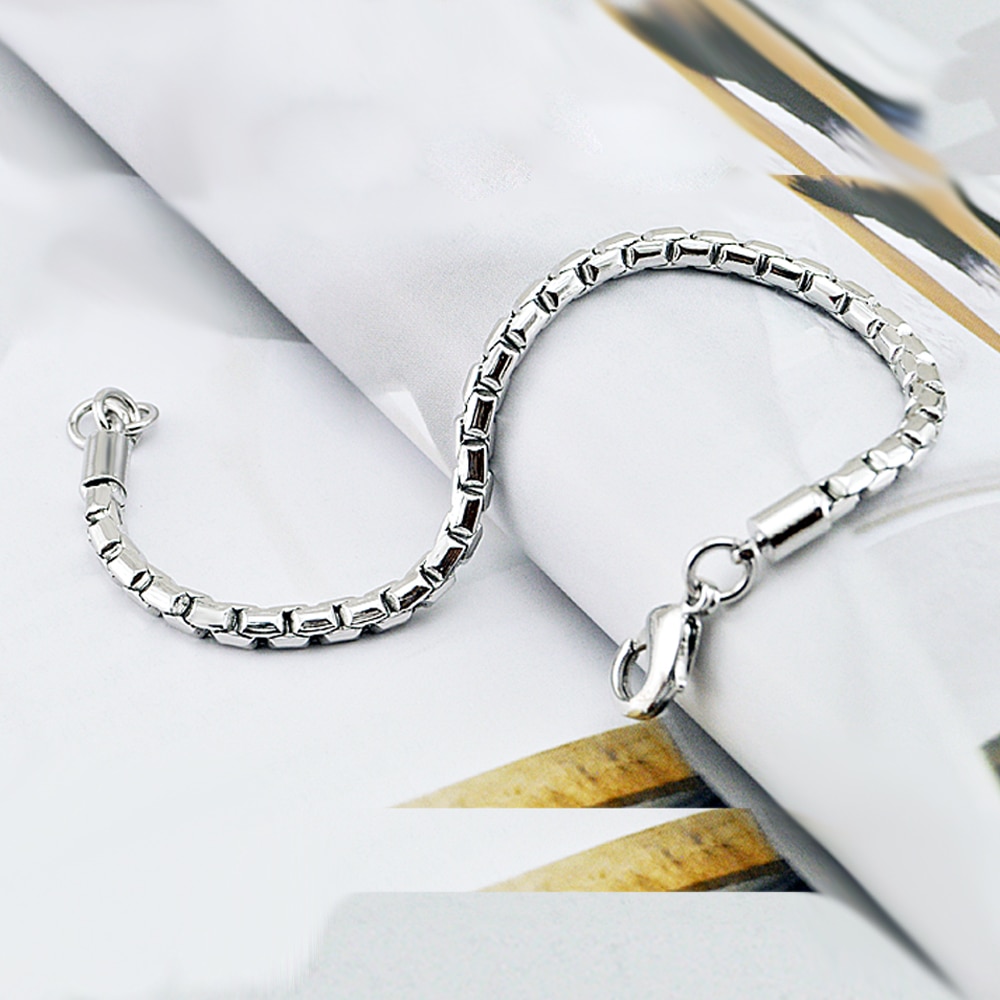 Echte 100% 925 Sterling Zilveren Box Ketting Armbanden Voor Jongens En Mannen Mode 5Mm 20Cm Snake Chain Punk stijl Manchet Sieraden Vrouw