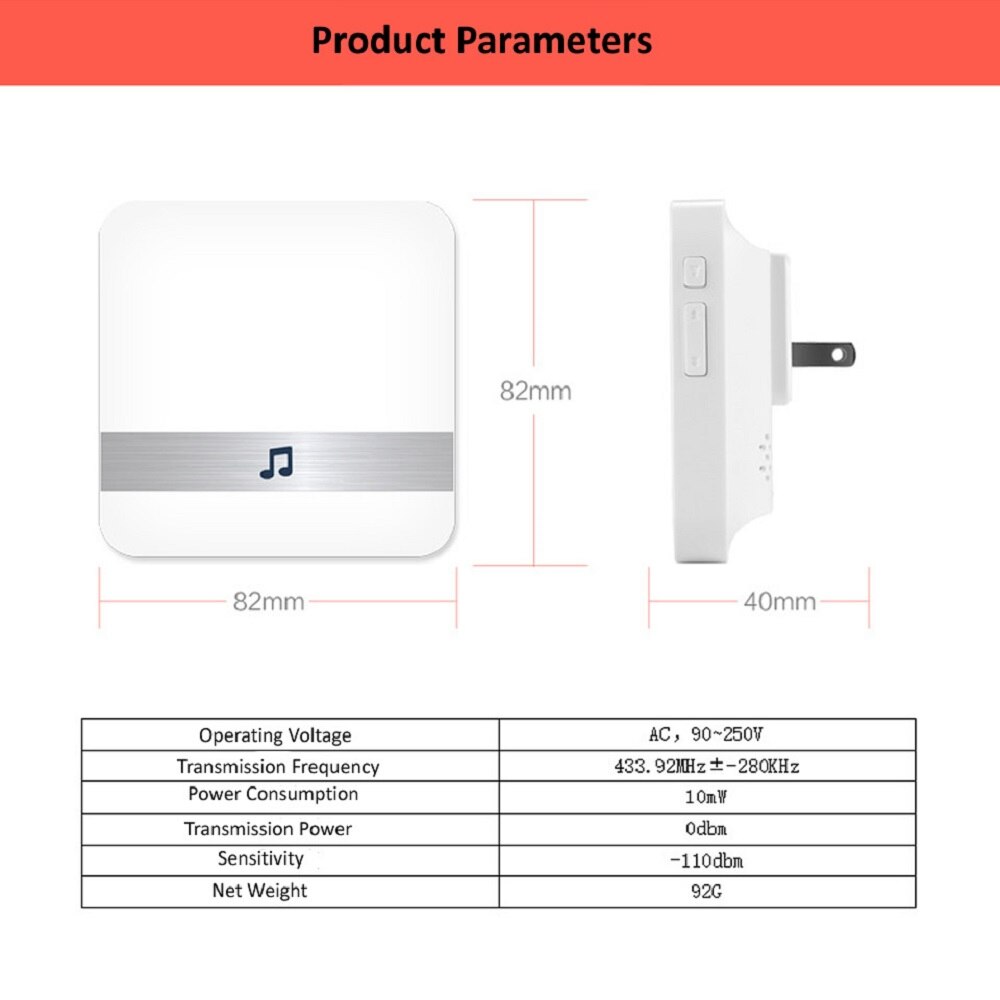 Awapow Smart WiFi Wireless Doorbell Receiver With Adjustable Volume 300M Remote Indoor Security Doorbell Receiver bell