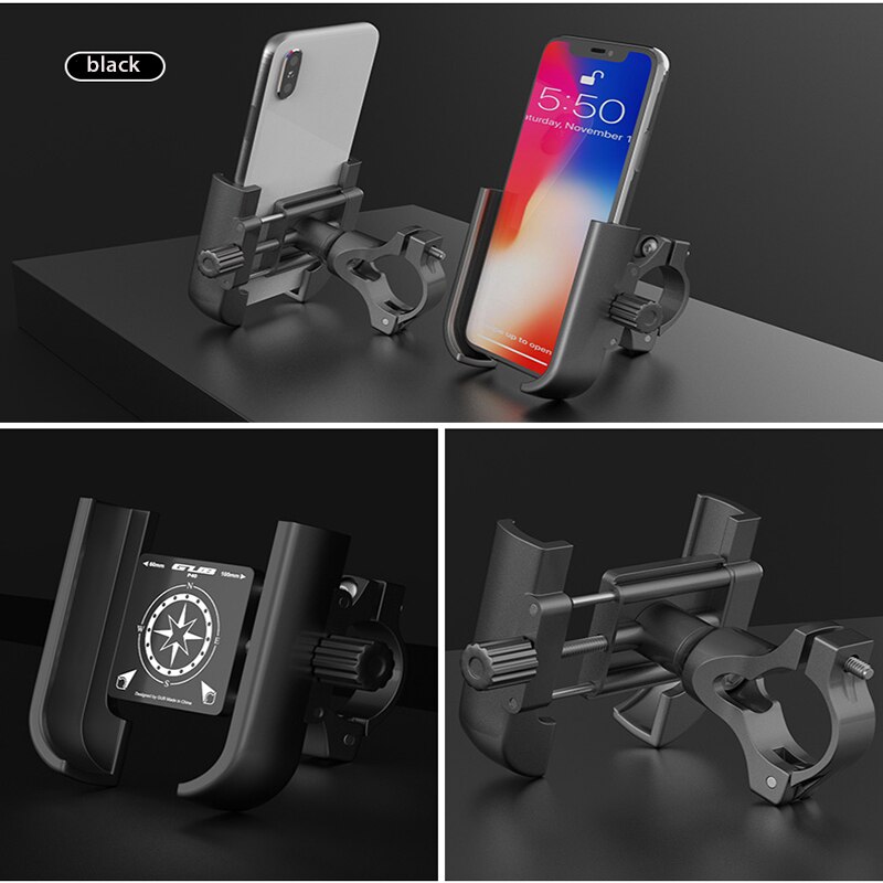 Gub P40 Aluminium Fiets Mobiele Telefoon Houder Fiets Motorfiets Elektrische Voertuig Stuur Bracke Outdoor Fietsen Accessoires: YJ-GUB P40-Black