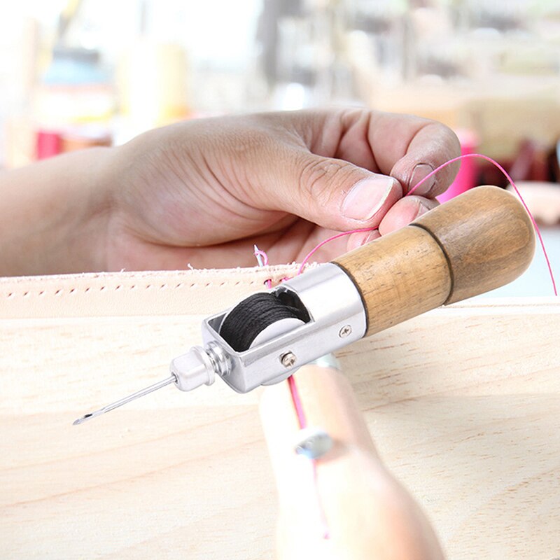 4PCS/Set Lock Stitching Sewing Awl Leather Hand Stitcher Thread Needles Kit For Fabric Craft Stitch Leather Fabric Repair Tools