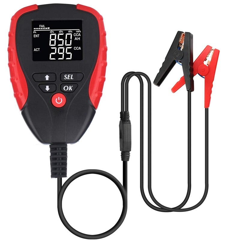Probador de batería de coche Digital 12V Pro con probador de carga de batería automotriz modo Ah y analizador de porcentaje de vida de la batería, voltaje,
