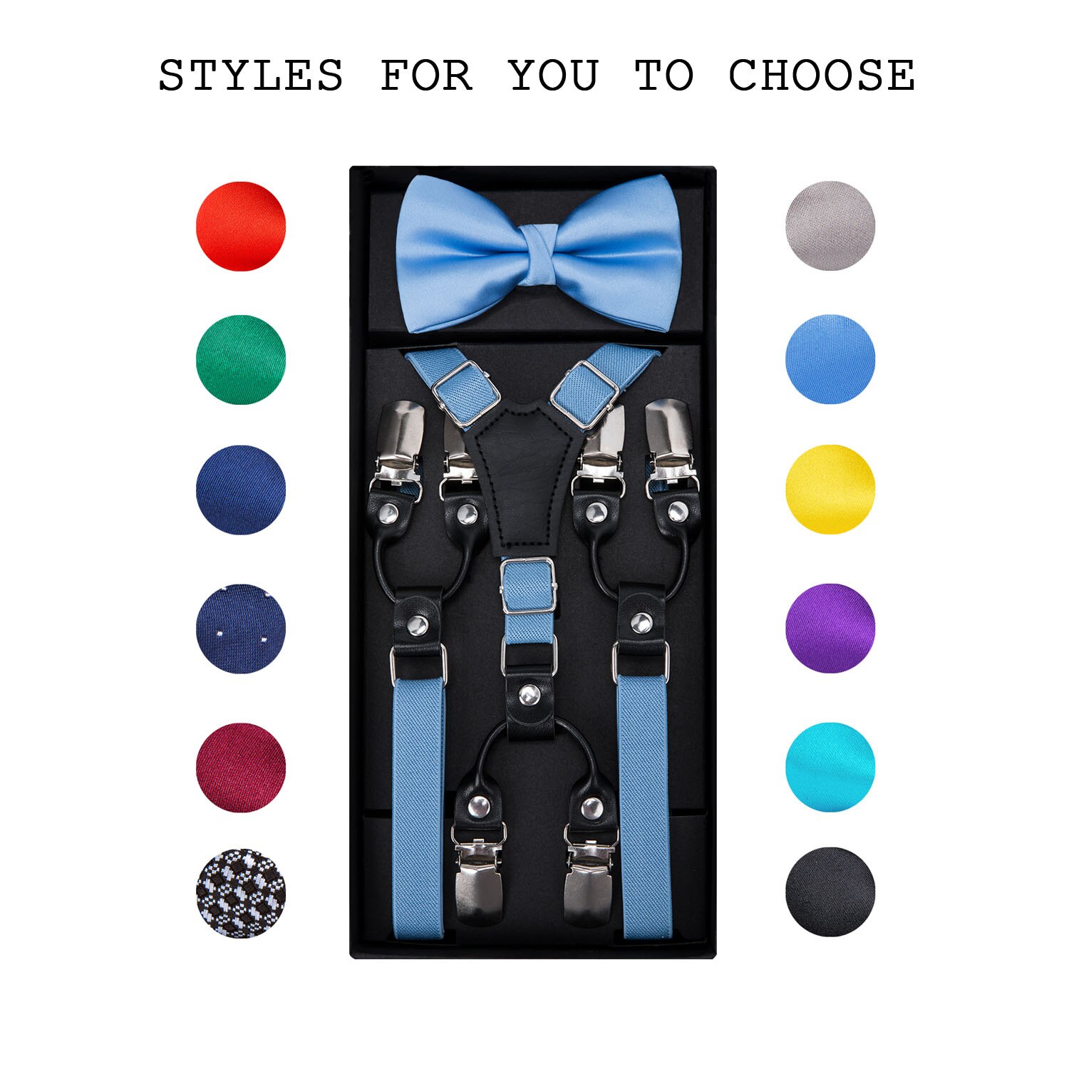 Kids Suspenders Set Boys Girls Blue Wedding Bow Tie Elastic Suspender Sets Children Adjustable Y-Back Brace Belt DH-022 DiBanGu