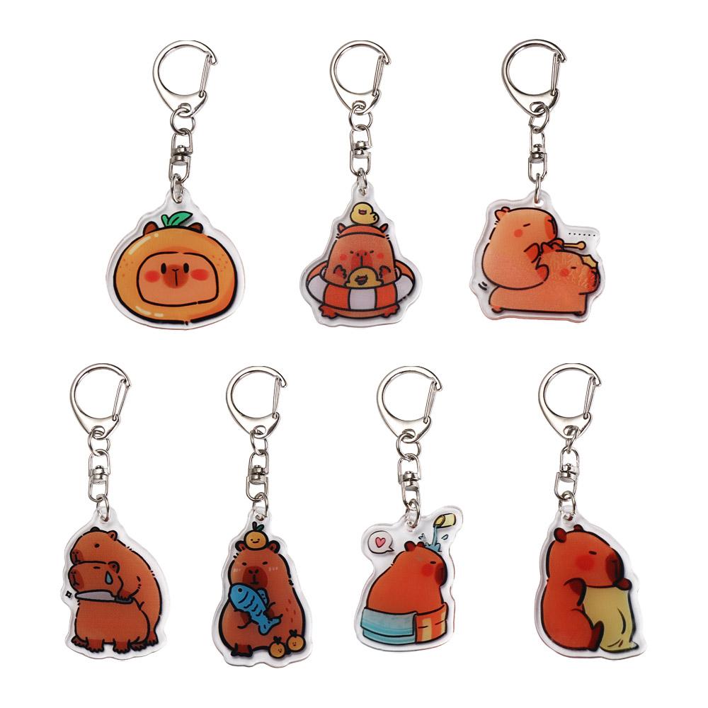 Tegneserie capybara capybara akryl nøkkelring harpiks akryl tegneserie capybaras nøkkelring søt nydelig kapibala nøkkelringer bag hengende