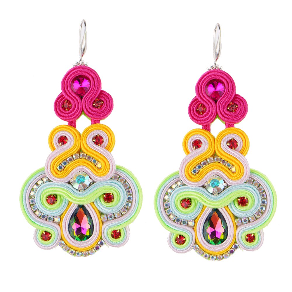 KPacTa-pendientes hechos a mano para mujer, aretes de estilo étnico, accesorios de decoración de cristal, joyería Bohemia,: C4