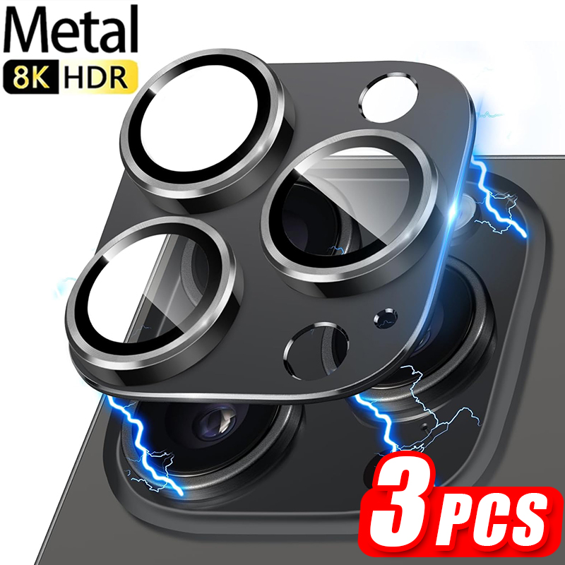 Protezione della fotocamera in metallo per iPhone 16 pro Max 16pro 16più 16ProMax Custodia in lega posteriore Obiettivo 3D Copertura in vetro temperato Tappo protettivo