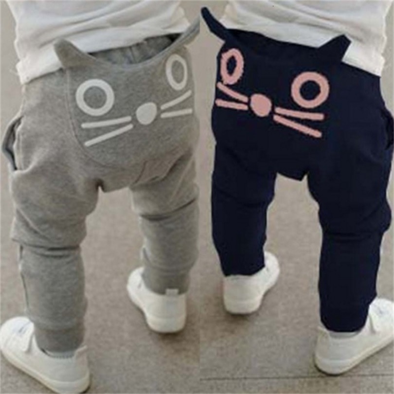 Kinderen Broek Lente En Herfst 100% Katoen Jongens En Meisjes Cartoon Kat Harem Pantalon Broek 0-2-3 Jaar Oud