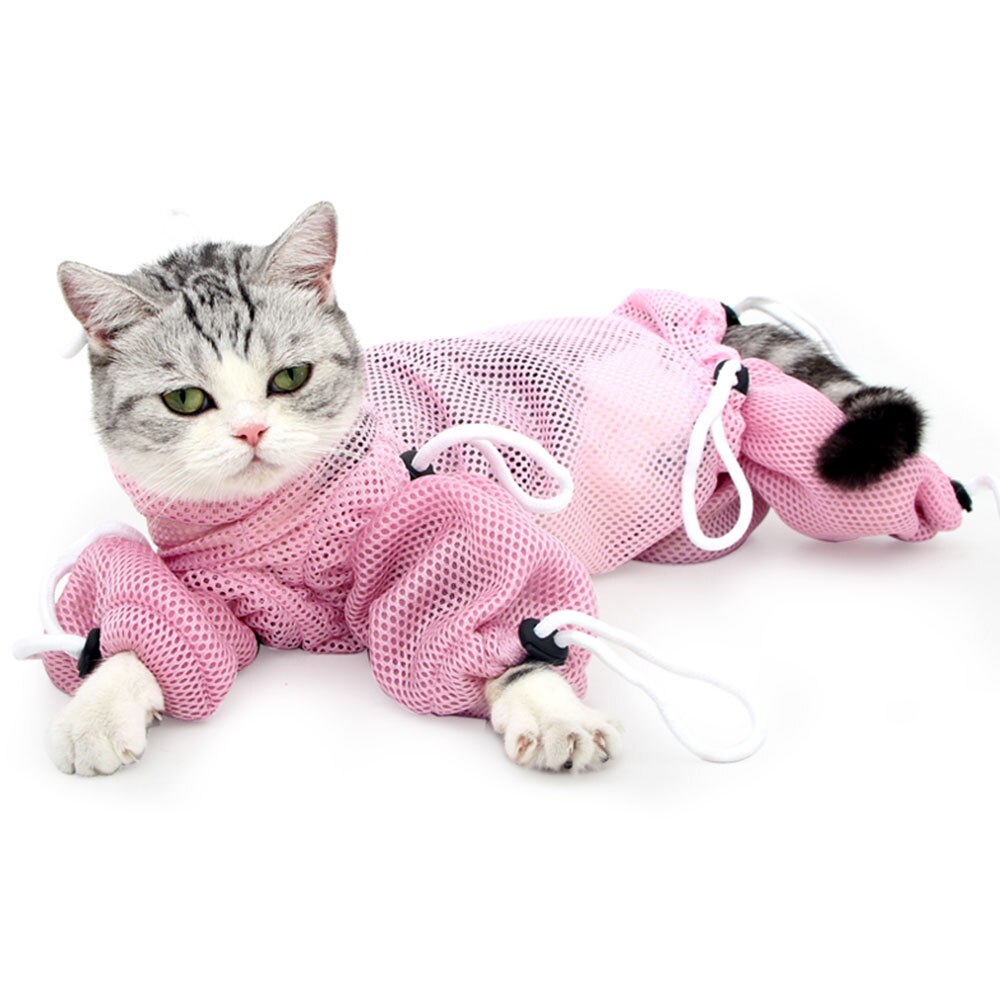 Mesh Cat Grooming Bath Bag Cat Supplies Washing Bags For Pet Bathing Nail Trimming Injecting Anti Scratch Bite Restraint