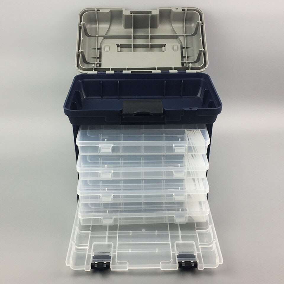 27*17*26cm 5 Layer PP+ABS Big Fishing Tackle Box Plastic Handle Fishing Box Carp Fishing Tools Fishing Accessories