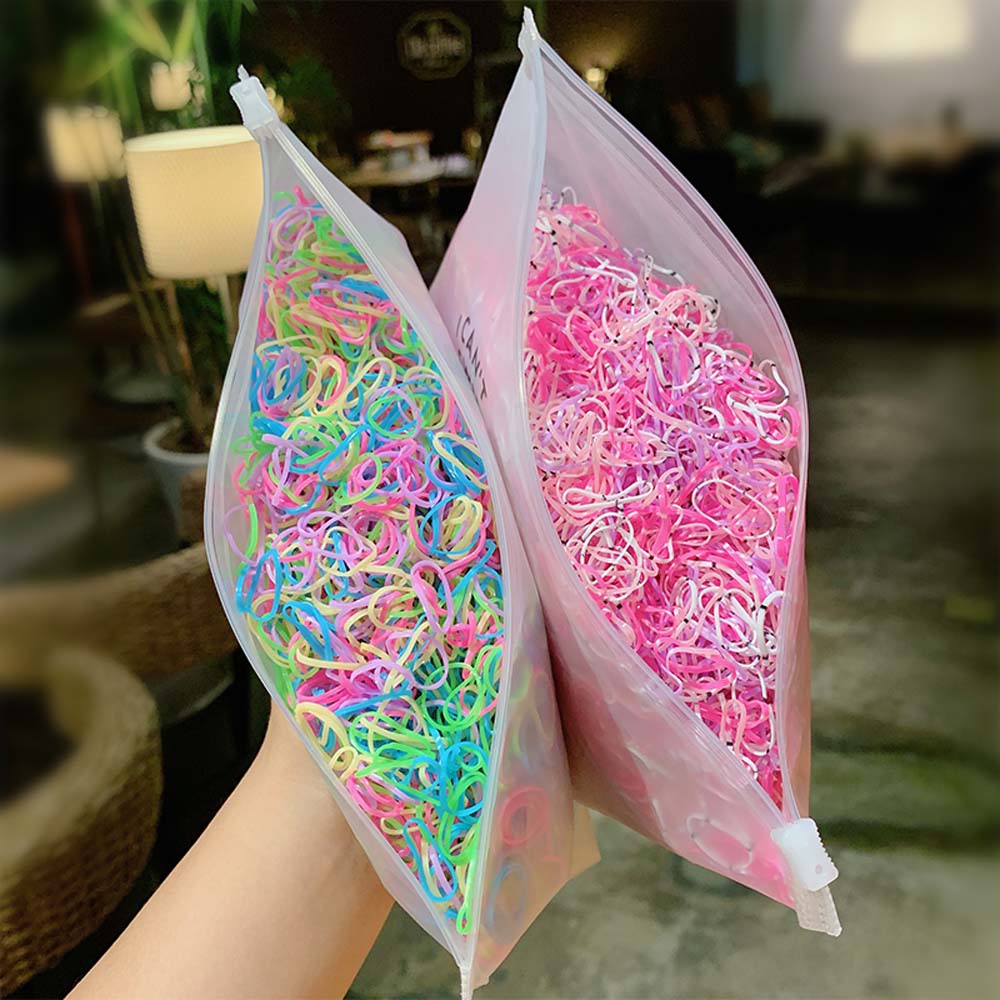 1000 Stks/pak Meisjes Kleurrijke Haar Touw Kleine Wegwerp Rubber Bands Paardenstaart Houder Elastische Haarbanden Mode Haaraccessoires