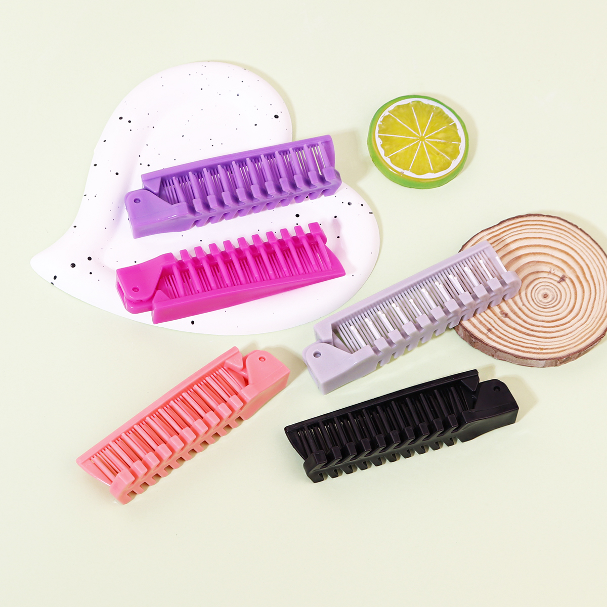 Tragbarer Reise-Klappkamm, Bürste, antistatischer Styling-Massagekamm, professionelles Haar-Styling-Werkzeug, speziell für Echthaar-Perücken